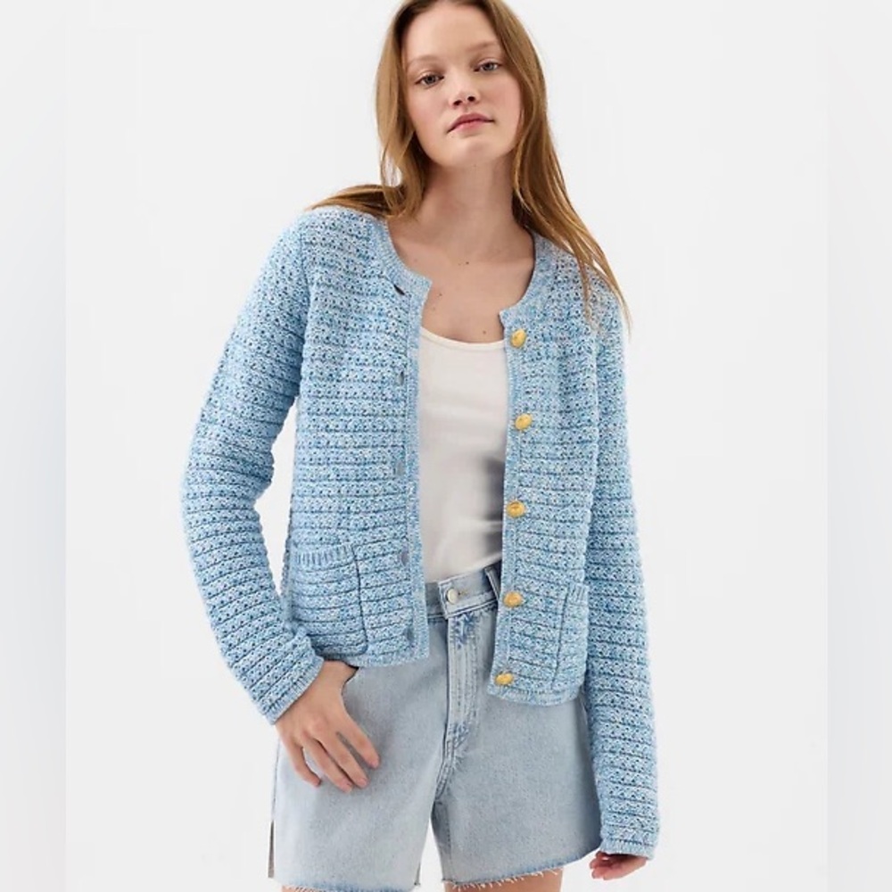 Gap Light Blue Knit Sweater Jacket, XS